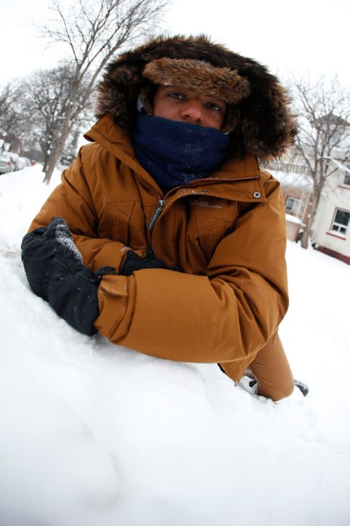 JOHN WOODS / WINNIPEG FREE PRESS
Daniel Semere, originally from Eritrea via Sudan, Libya and Malta, arrived in Canada in April is photographed in his new winter gear Monday, January 2, 2017. Semere says he will never get used to the snow but will embrace it 

