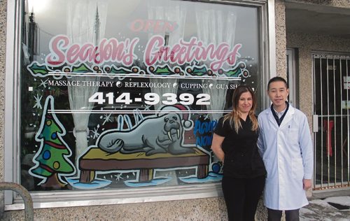 Canstar Community News Dec. 19, 2015 - Registered massage therapist Maryka Barda (left) and Dr. Li Zhou, acupuncture, Gua Sha, and cupping, pratice out of their clinic at 115B Regent Ave West. (SHELDON BIRNIE/CANSTAR/THE HERALD)