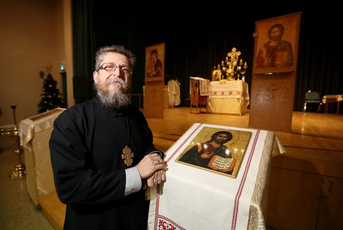 TREVOR HAGAN / WINNIPEG FREE PRESS
Archpriest Eugene Maximiuk of Holy Trinity Ukrainian Orthodox Metropolitan Cathedral. The church had a fire in July and suffered damages between $3-4 million. They recently announced they'll be holding services in the basement, Thursday, January 5, 2017