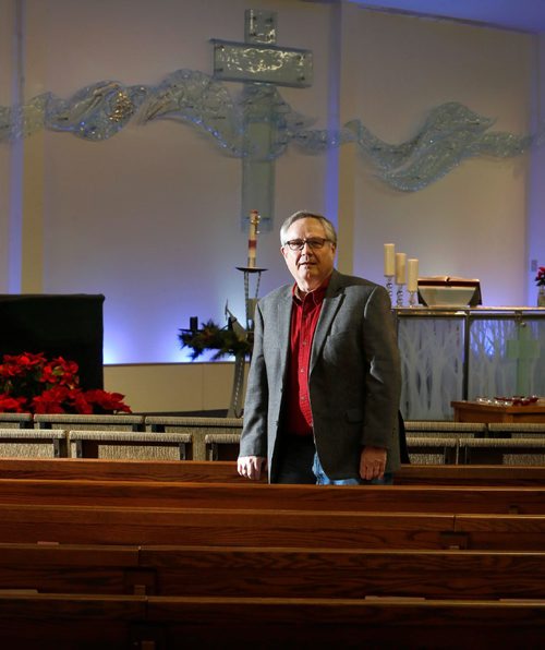 WAYNE GLOWACKI / WINNIPEG FREE PRESS 

Faith. Rev. Dave Saude in the Grace Lutheran Church on Kimberly Ave. He is inviting spiritual but not religious and no religion people to talk about what's wrong with the church and how to change it in a series of supper-time meetings.  Brenda Suderman story.  Jan.6  2017