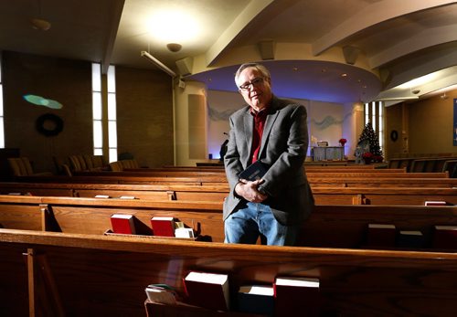 WAYNE GLOWACKI / WINNIPEG FREE PRESS 

Faith. Rev. Dave Saude in the Grace Lutheran Church on  Kimberly Ave. He is inviting spiritual but not religious and no religion people to talk about what's wrong with the church and how to change it in a series of supper-time meetings.  Brenda Suderman story.  Jan.6  2017