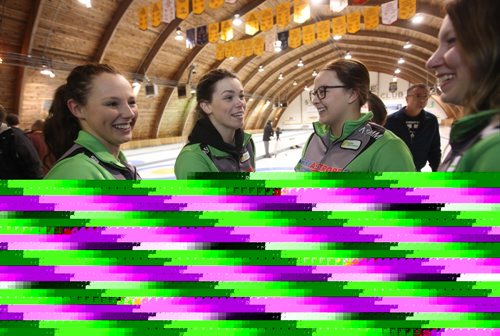 RUTH BONNEVILLE / WINNIPEG FREE PRESS

Team Burtnyk celebrates after winning the 2017 Canola Junior Provincial Championships at St. Vital Arena Friday afternoon. 
Names in order of picture Left - right,  Second Sara Oliver, Skip Laura Burtnyk, Lead Rebecca Cormier and Third Hailey Ryan.
See Jason Bell's story. 
 Jan 06, 2017