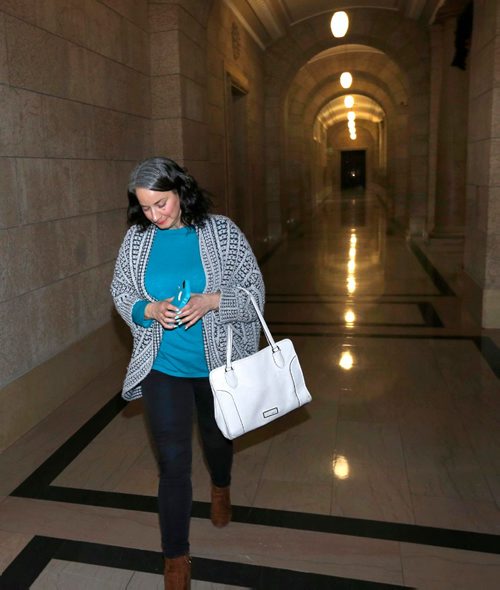 WAYNE GLOWACKI / WINNIPEG FREE PRESS 

Nahanni Fontaine walks to the meeting with New Democrat MLAs and the party's provincial Tuesday morning to decide the fate of The Maples MLA Mohinder Saran.    Nick Martin/ Kristin Annable stories  Jan.10  2017
