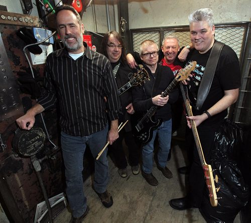 PHIL HOSSACK / WINNIPEG FREE PRESS -  Left to right ; Brett Papineau, Eric Lorene, Duncan Kirkpatrick, Kevin Mears and Art Pearson. aka  "Monuments Galore"  ....January 11, 2017