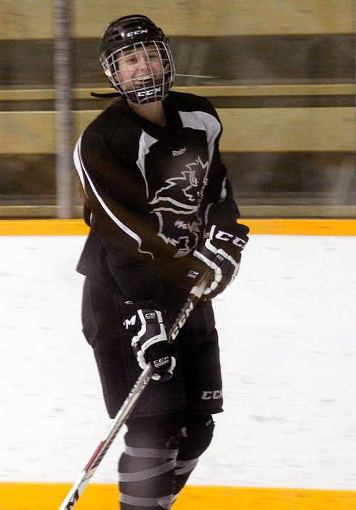 PHIL HOSSACK / WINNIPEG FREE PRESS -  U of M Bison Erica Rieder enjoys the team workout Thursday. See story. ....January 12, 2017