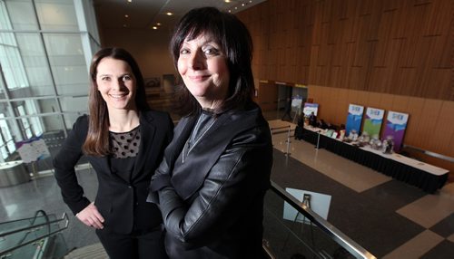 PHIL HOSSACK / WINNIPEG FREE PRESS -  SHEday co-founder Marina James and Cdn Olympian Jennifer Botterill (left) at "She Day" Friday. See Alex Paul's story. ....January 13, 2017