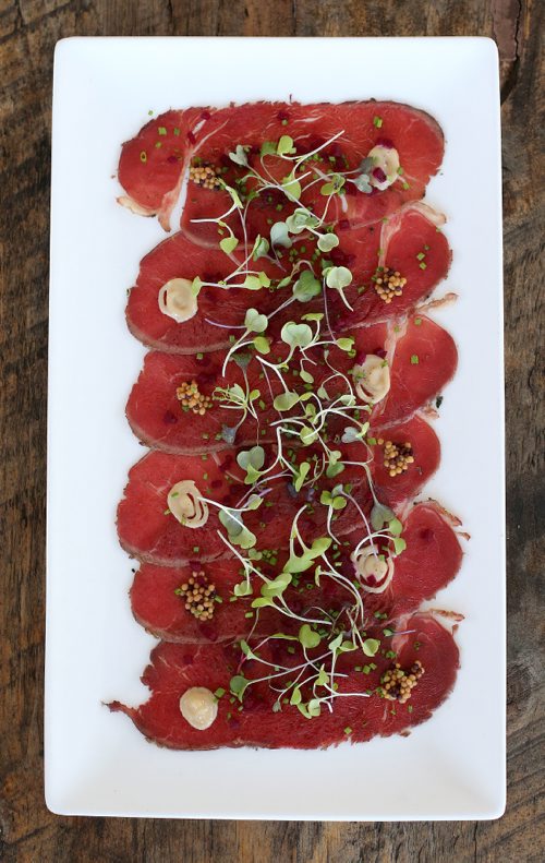 JASON HALSTEAD / WINNIPEG FREE PRESS

Bison carpaccio at Thermëa Winnipeg, Jan. 17, 2017. (for restaurant review)