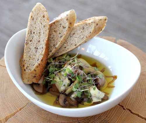 JASON HALSTEAD / WINNIPEG FREE PRESS

Mushroom and garlic confit with Manitoba Trappist cheese at Thermëa Winnipeg, Jan. 17, 2017. (for restaurant review)