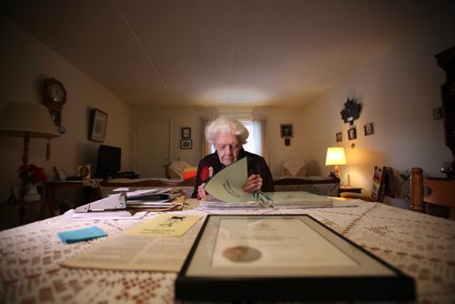 RUTH BONNEVILLE / WINNIPEG FREE PRESS


Isabella Dryden, 99.  has been teaching for 80 years, since she rode two miles to work pulled by a Shetland pony, in Lenore, near Virden. She still teaches computer classes to seniors. She takes the bus three times per week to the Creative Retirement centre.  Photos of her looking over her paperwork memorabilia in her home in south St. Vital.  

 Jan 18, 2017