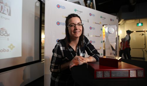 RUTH BONNEVILLE / WINNIPEG FREE PRESS

Sports/Scotties
Kerri Einarson at press conference held at the Mb Sports Hall of Fame at announcement of the upcoming Scotties Tournament on Thursday.  


 Jan 19, 2017