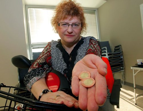 BORIS MINKEVICH / WINNIPEG FREE PRESS
Lucie Diane is a Handi Transit user and was refused rides by Handi Transit drivers because they wouldnt accept her Winnipeg Transit tokens. Photo taken at Independent Living Resource Centre, 311A-393 Portage Avenue (Portage Place). KEVIN ROLLASON STORY. JAN. 19, 2017