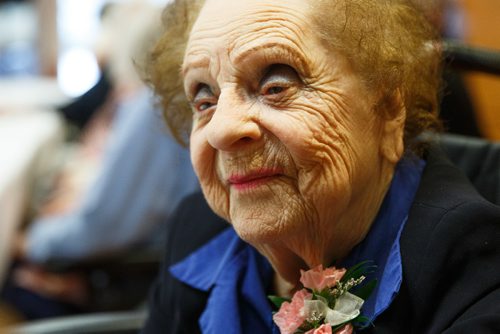 MIKE DEAL / WINNIPEG FREE PRESS
Ethel Karr, 104, prior to the start of the Centenarian Celebration at the Saul & Claribel Simkin Centre where ten women will be celebrated for their birthdays, all of them at least 100 years old.
170123 - Monday, January 23, 2017.