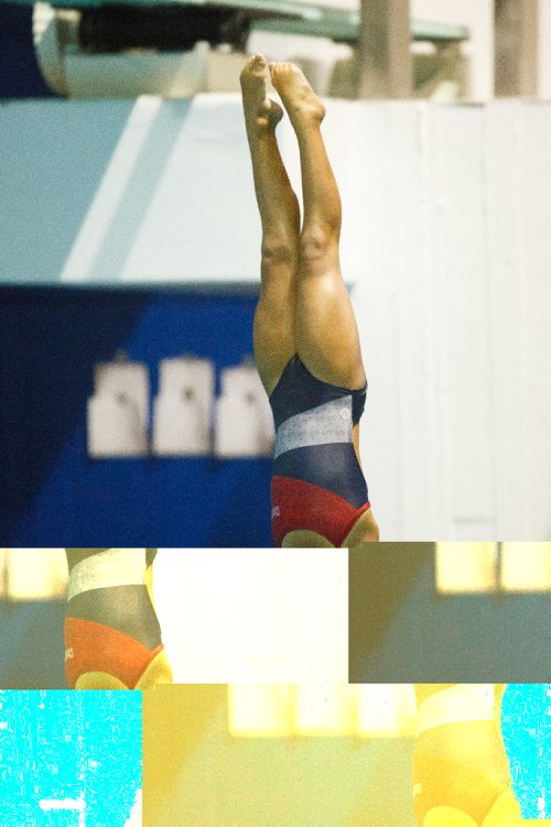 MIKE DEAL / WINNIPEG FREE PRESS
Maria Clara Toro from Colombia dives off the three meter board during The Polar Bear Classic diving competition at Pan Am Pool Sunday.
170129 - Sunday, January 29, 2017.