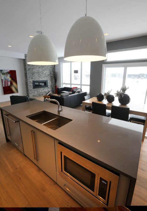 WAYNE GLOWACKI / WINNIPEG FREE PRESS

Homes. The view from the kitchen of the great room at 34 Dovetail Crescent in Oak Bluff West. The  Artista Homes sales rep. is Jennifer Gulay.   Todd Lewys story   Jan.30  2017
