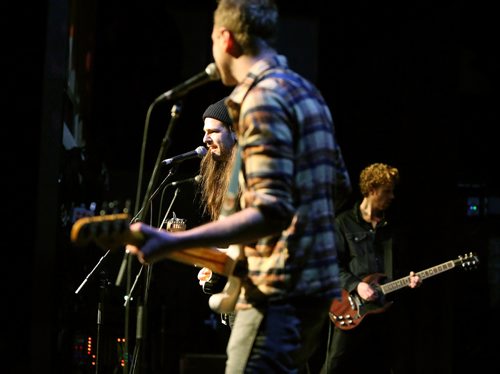JASON HALSTEAD / WINNIPEG FREE PRESS

Members of the band Cash Grab, featuring Bobby Desjarlais (left) and Kyle Erickson (right) of the Attica Riots, and Dave Erickson (formerly of Inward Eye), perform on Jan. 26, 2017, at the Humankind International Raise the Roof to Raise the Fence Benefit Concert at the Park Theatre. (See Social Page)