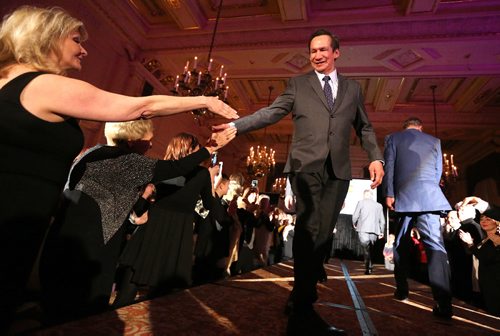 JASON HALSTEAD / WINNIPEG FREE PRESS

Former Main Street Project client John Rowe models EPH Apparel clothing at the Runway to Change fashion show fundraiser presented by Qualico in support of Main Street Project on Feb. 2, 2017, at the Fort Garry Hotel.
