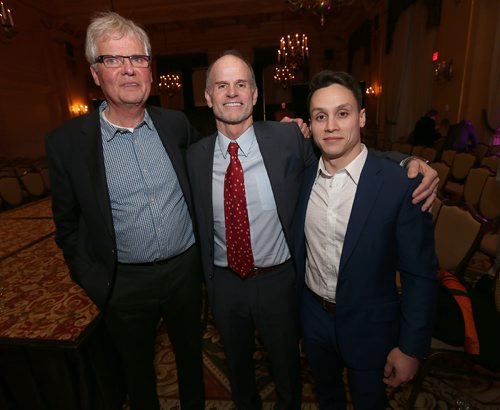 JASON HALSTEAD / WINNIPEG FREE PRESS

L-R: Vince Warden (Main Street Project board member), Rick Lees (Main Street Project director of development) and Lees' son Nicolas Lees at the Runway to Change fashion show fundraiser presented by Qualico in support of Main Street Project on Feb. 2, 2017, at the Fort Garry Hotel. (See Social Page)