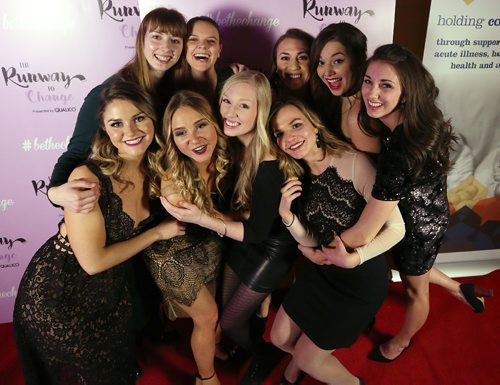 JASON HALSTEAD / WINNIPEG FREE PRESS

Event organizers Madelaine Lapointe and Ashley Tokaruk (front, left and second left) with second-year classmates from Red River College's Creative Communications who helped realize the Runway to Change fashion show fundraiser presented by Qualico in support of Main Street Project on Feb. 2, 2017, at the Fort Garry Hotel. (See Social Page)