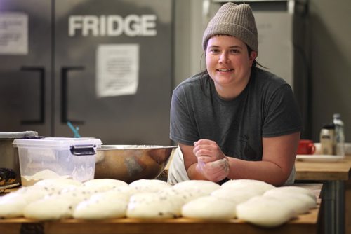 RUTH BONNEVILLE / WINNIPEG FREE PRESS

49.8 Intersection:
Cora Weins, baker and part owner with Jess Hill (not in photos) of Eadha Bread, makes bread in commercial kitchen at Knox United Church.
What: This is for an Intersection piece on Eadha Bread, Winnipeg's  bread share which Cora started in Dec 2016. Cora specializes in sourdough bread - she bakes about a dozen diff. types - and started selling it at farmers' markets around town, last summer.

See Dave's story.  

Feb 02,, 2017
