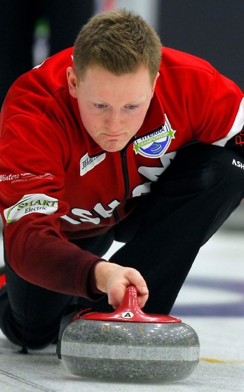 BORIS MINKEVICH / WINNIPEG FREE PRESS
Braden Calvert in practice today. CurlManitoba is hosting the 2017 Viterra Championship February 8-12 at Stride Place in Portage la Prairie, MB. The top 32 Mens teams in Manitoba will compete for an opportunity to represent Manitoba at the 2017 Tim Hortons Brier in St. Johns, NL March 4-12, 2017. JASON BELL STORY. Feb. 7, 2017