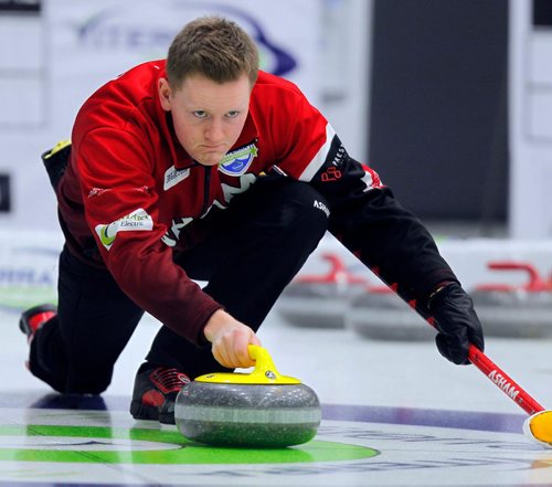 BORIS MINKEVICH / WINNIPEG FREE PRESS
Braden Calvert in practice today. CurlManitoba is hosting the 2017 Viterra Championship February 8-12 at Stride Place in Portage la Prairie, MB. The top 32 Mens teams in Manitoba will compete for an opportunity to represent Manitoba at the 2017 Tim Hortons Brier in St. Johns, NL March 4-12, 2017. JASON BELL STORY. Feb. 7, 2017