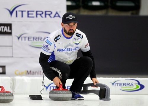 BORIS MINKEVICH / WINNIPEG FREE PRESS
Reid Carruthers - West St. Paul - in practice today. CurlManitoba is hosting the 2017 Viterra Championship February 8-12 at Stride Place in Portage la Prairie, MB. The top 32 Mens teams in Manitoba will compete for an opportunity to represent Manitoba at the 2017 Tim Hortons Brier in St. Johns, NL March 4-12, 2017. JASON BELL STORY. Feb. 7, 2017