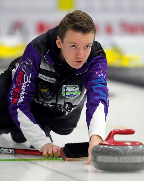 BORIS MINKEVICH / WINNIPEG FREE PRESS
J.T. Ryan - Assiniboine - in practice today. CurlManitoba is hosting the 2017 Viterra Championship February 8-12 at Stride Place in Portage la Prairie, MB. The top 32 Mens teams in Manitoba will compete for an opportunity to represent Manitoba at the 2017 Tim Hortons Brier in St. Johns, NL March 4-12, 2017. JASON BELL STORY. Feb. 7, 2017