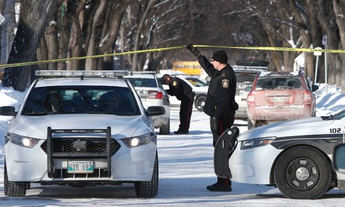 WAYNE GLOWACKI / WINNIPEG FREE PRESS 

Winnipeg Police at a crime scene in the 400 block of Aberdeen Ave. near Powers St. Wednesday afternoon. Carol Sanders story Feb. 8  2017