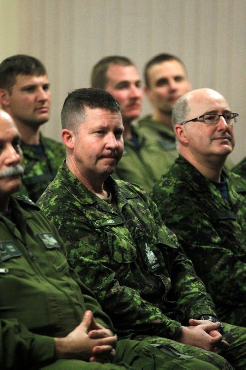 PHIL HOSSACK / WINNIPEG FREE PRESS  -  Members of the military gathered along with civilians at 17 Wing Chapel Thursday evening to hear speakers and offer pryers in Vigil for victims of the shooting at Centre Culturel Islamique de Qubec. Speakers included Base Commander Col. Andy Cook, Mayor Brian Bowman  - Febru, Multifaith Council President Belle Jarniewski and Osaed Khan, president of the Mb Islamic Association. See release. ary 8, 2017