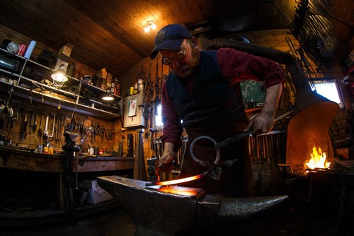 MIKE DEAL / WINNIPEG FREE PRESS
Blacksmith Matt Jenkins owner of Cloverdale Forge.
170131 - Tuesday, January 31, 2017.