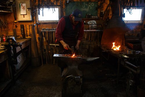 MIKE DEAL / WINNIPEG FREE PRESS
Blacksmith Matt Jenkins owner of Cloverdale Forge.
170131 - Tuesday, January 31, 2017.