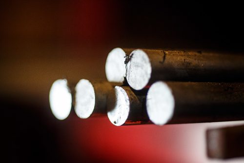 MIKE DEAL / WINNIPEG FREE PRESS
Blacksmith Matt Jenkins owner of Cloverdale Forge.
Metal rods sit on a shelf waiting to be used in the forge.
170131 - Tuesday, January 31, 2017.