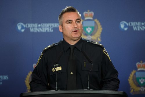 MIKE DEAL / WINNIPEG FREE PRESS
Winnipeg Police Public Information Officer Jason Michalyshen provides an update to the arrest of Brian Kyle Thomas in the killing of transit driver Irvine Fraser.
170215 - Wednesday, February 15, 2017.