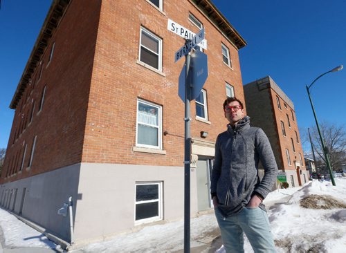 WAYNE GLOWACKI / WINNIPEG FREE PRESS

Nicolas Geddert in front of his building at 821 St. Paul Avenue where some residents are hoping to get a composting project up and running for people in the twin condo buildings at 819 and 821 St. Paul St. Ave. Carol Sanders Story. Feb. 15  2017