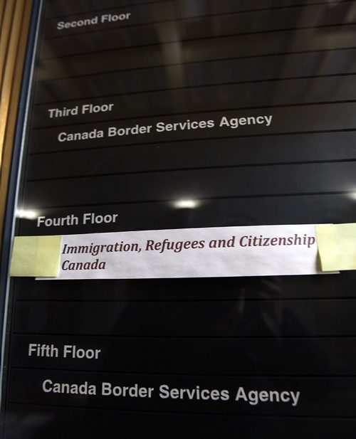 PHIL HOSSACK / WINNIPEG FREE PRESS  -   The Victory Building at 269 Main Street, Immigration Hearings are moving to new bigger hearing rooms here as illustrated by the temporary sign pasted onto the building directory. - February 16, 2017