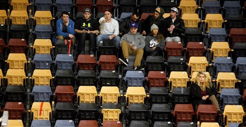 PHIL HOSSACK / WINNIPEG FREE PRESS  - Fans in seats at Bisons playoff match Thursday. See Steve Lyons opinion... - February 16, 2017