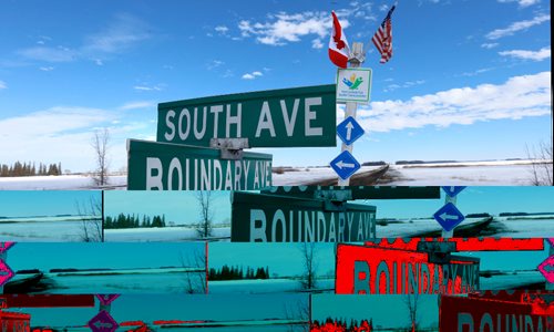 .WAYNE GLOWACKI / WINNIPEG FREE PRESS

The street sign in Emerson,MB. near the U.S. border . Bill Redekop story Feb. 17  2017