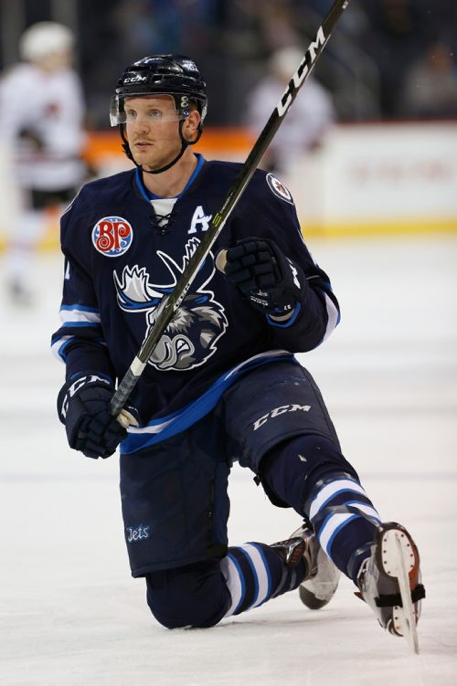 JOHN WOODS / WINNIPEG FREE PRESS
Manitoba Moose Kevin Czuczman (27) plays against the Rockford Ice Hogs in AHL action in Winnipeg on Tuesday, February 21, 2017.