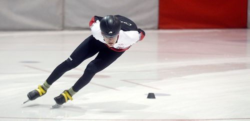 PHIL HOSSACK / WINNIPEG FREE PRESS  -  Tyson Langelaar won four medals at the world junior speed skating championships last weekend, but was back at the St Norbert CC working out with his team mates Wednesday. See steve Lyons' story. - February 22, 2017