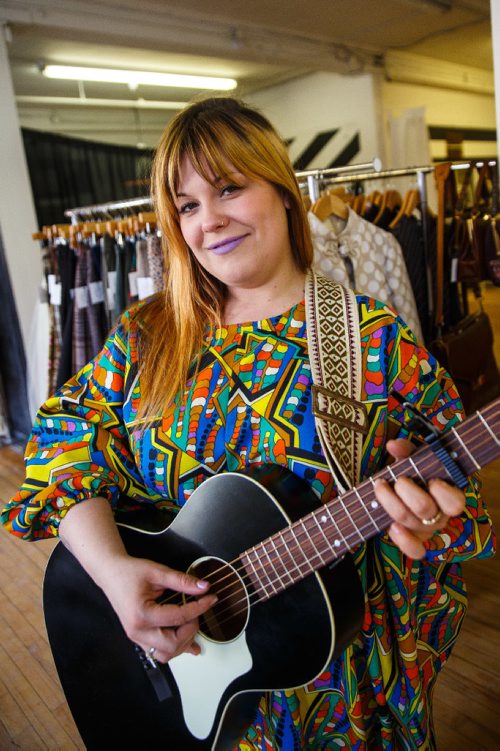 MIKE DEAL / WINNIPEG FREE PRESS
Begonia (aka Alexa Dirks) performs for a Winnipeg Free Press Exchange Sessions in the vintage clothing store, Nettie and Min, on McDermot Ave. 
170216 - Thursday, February 23, 2017.