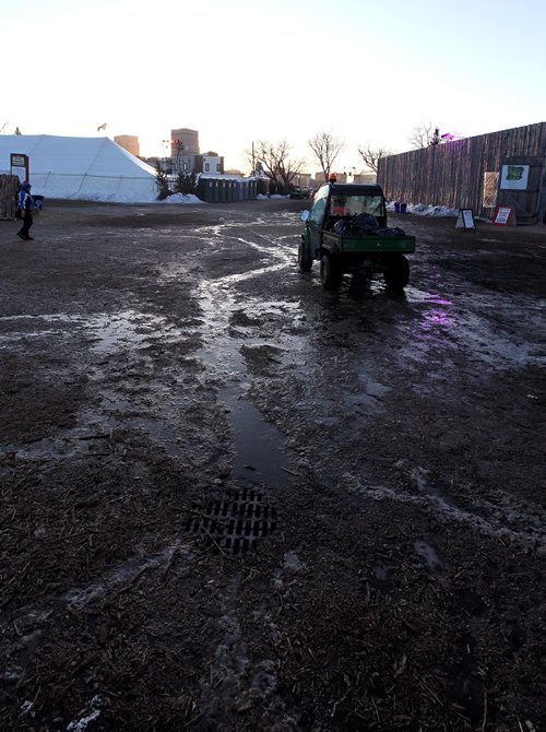 PHIL HOSSACK / WINNIPEG FREE PRESS  - Whittier Park grounds are a frozen mass now after a warm start to the Festival du Voyageur last weekend. See story??????- February 24, 2017