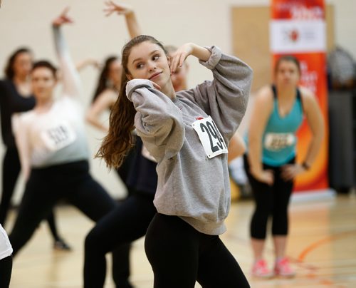 JOHN WOODS / WINNIPEG FREE PRESS
Natalie Essenburg (294) and other hopeful volunteer performers try out for the nationally televised opening and closing ceremonies at the 2017 Canada Games Ceremonies performer auditions at the University of Manitoba Sunday, February 26, 2017.
