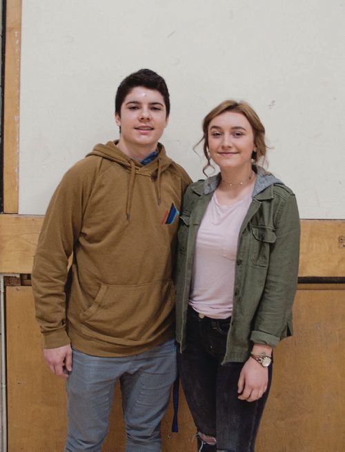 Canstar Community News Feb. 23, 2017 - Grade 11 students Dawson Kletke (left) and Holly Simpson were among River East Collegiate students who viewed the debut of MADD Canada's "In the Blink of an Eye" assembly video presentation. Both students found the presentation to be impactful. (SHELDON BIRNIE/CANSTAR/THE HERALD)