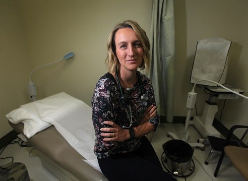 PHIL HOSSACK / WINNIPEG FREE PRESS  -  Dr Joss Reimer poses at a downtown clinic Tuesday. See Larry Kusch story re fentanyl.  - February 27, 2017