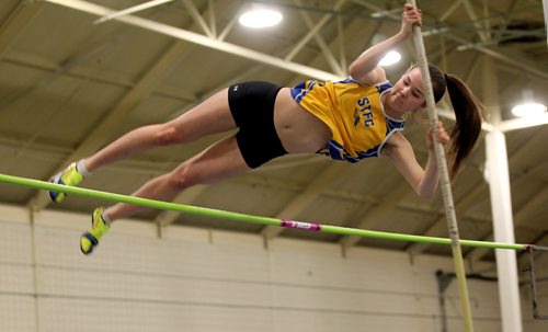 RUTH BONNEVILLE / WINNIPEG FREE PRESS

Jacinta Bumphrey makes her way over the bar while competing in pole vaulting at the 36th Annual Boeing Classic Indoor Track & Field Championships at Max Bell Saturday. 



  March 04, 2017
