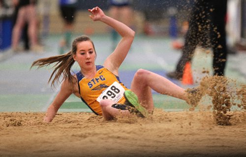 RUTH BONNEVILLE / WINNIPEG FREE PRESS

A competitor competes in the finals in triple jump at the 36th Annual Boeing Classic Indoor Track & Field Championships at Max Bell Saturday.   



  March 04, 2017