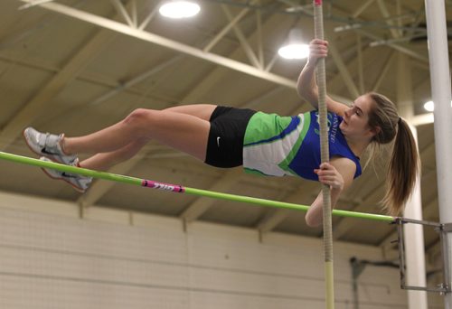 RUTH BONNEVILLE / WINNIPEG FREE PRESS

Sidney Alexander  makes her way over the bar while competing in pole vaulting at the 36th Annual Boeing Classic Indoor Track & Field Championships at Max Bell Saturday. 



  March 04, 2017