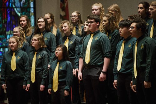 MIKE DEAL / WINNIPEG FREE PRESS
The Linden Christian School Senior Choir during a performance in the Westminster United Church Monday afternoon as part of the 99th annual Winnipeg Music Festival which goes until March 19th.
170306 - Monday, March 06, 2017.