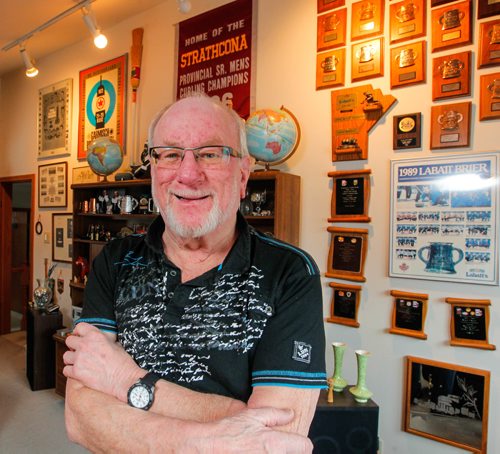 BORIS MINKEVICH / WINNIPEG FREE PRESS
SPORTS - Orest Meleschuk, winner of the 1972 Brier, poses for a photo in his home in Selkirk, MB. JASON BELL STORY March 6, 2017 170306