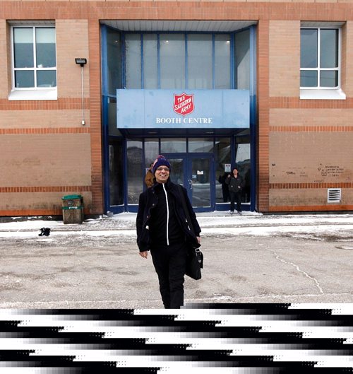 49.8 FEATURE :  
PHIL HOSSACK / WINNIPEG FREE PRESS  - Shahadat Hossain walks out of the Salvation Army's Booth Centre Wednesay Morning with a smile of releif on his face. Randy Turner / Melissa Martin story.  -  March 3, 2017